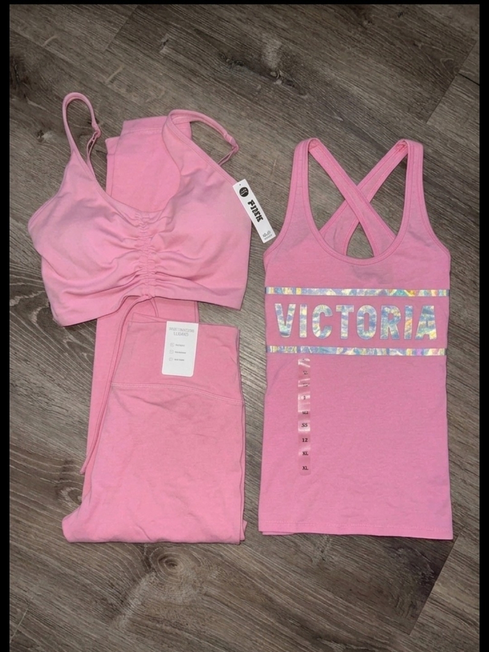 PINK Victoria's Secret Light Pink Active Tank & Ruched Sports Bra Set - Picture 7 of 9